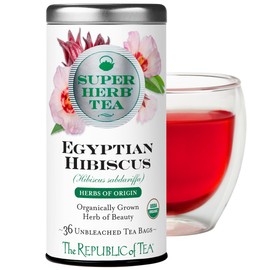 The Republic of Tea — Organic Egyptian Hibiscus SuperHerb Tea Tin, 36 Biodynamic Herbal Tea Bags, Naturally Caffeine-Free Herbs of Origin
