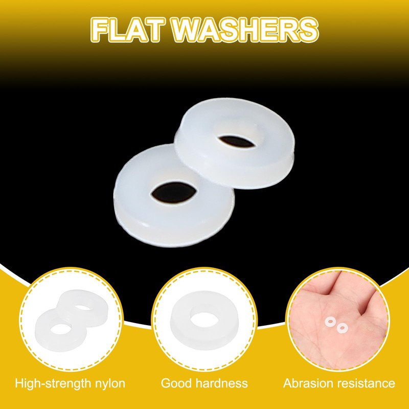 PATIKIL M2 Nylon Flat Washers, 120 Pcs 2mm ID 5mm