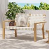Merax Patio Furniture Acacia Wood Bench, Woven Rope Outdoor Loveseat