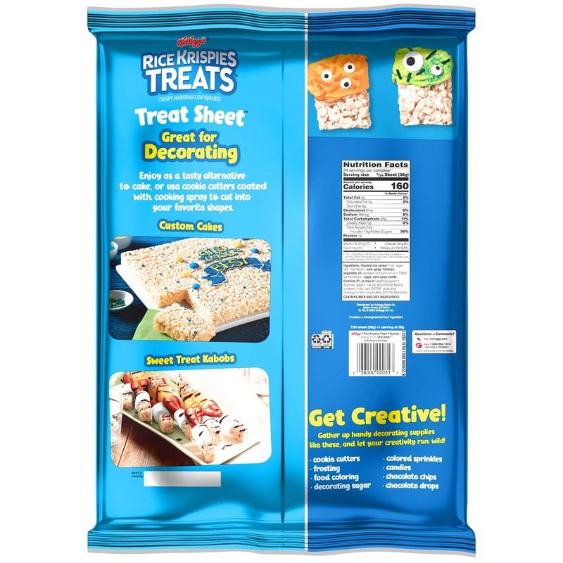 Rice Krispies Treats Marshmallow Treat Sheet, Kids Snacks, Baking Project,