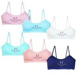 MRCC Pack of 6 Girls' Bustier Training Bra Seamless Sports Bra Padded Without Underwire Bra Removable Pads Multicoloured, Pack of 6 Model 2
