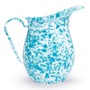 Enamelware Pitcher, 3 quart, Turquoise/White Splatter
