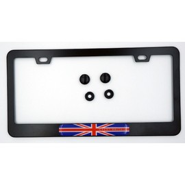 Great Britain British Flag Metal Black Aluminium Car License Plate Frame Holder