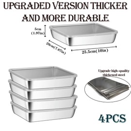 Epunk 4-Piece 304 Stainless Steel Food Containers Set with Lids - 25.5x20x5 cm Airtight Deli Containers, Dishwasher-Safe for Meal Prep & Fridge Storage (BPA-Free) (Upgrade)