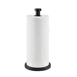 Topsky Soporte de Pie para Rollo de Papel de Cocina – Base Pesada con Ventosas, Apto para Rollos Estándar y Jumbo, Negro Mate, Ideal para Cocina
