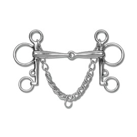 Waldhausen AWA Pelham Bit Easily Broken Solid Stainless Steel, Includes Chin Chain