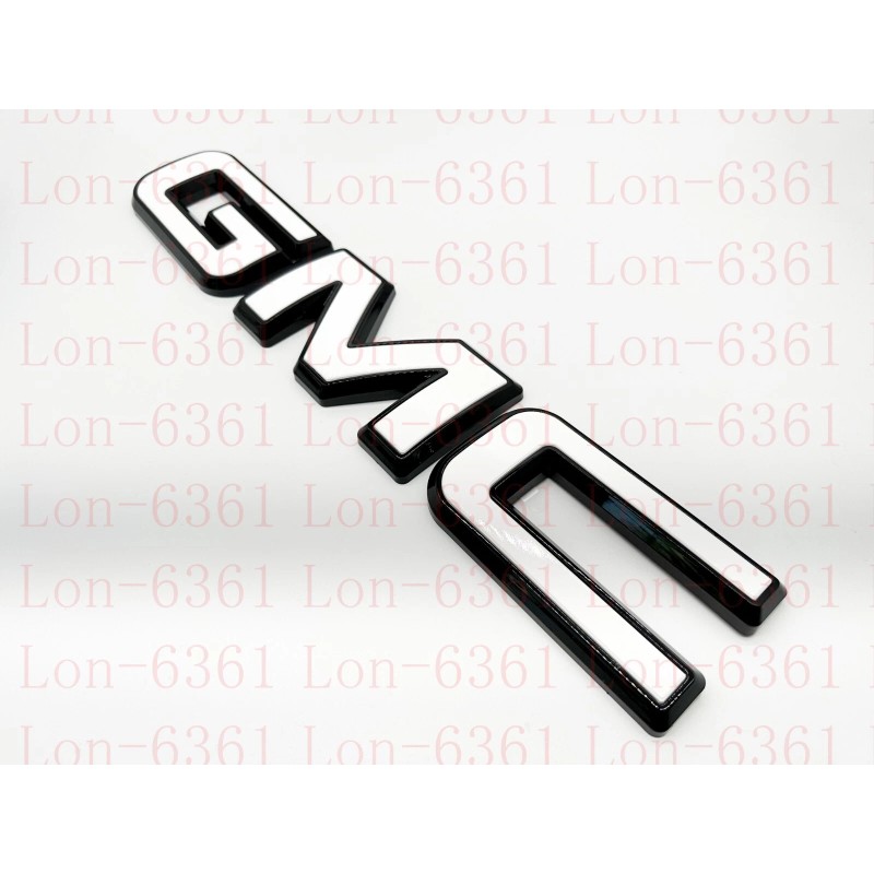 Auto Front & Rear GMC White Black OVERLAY Emblem Badge