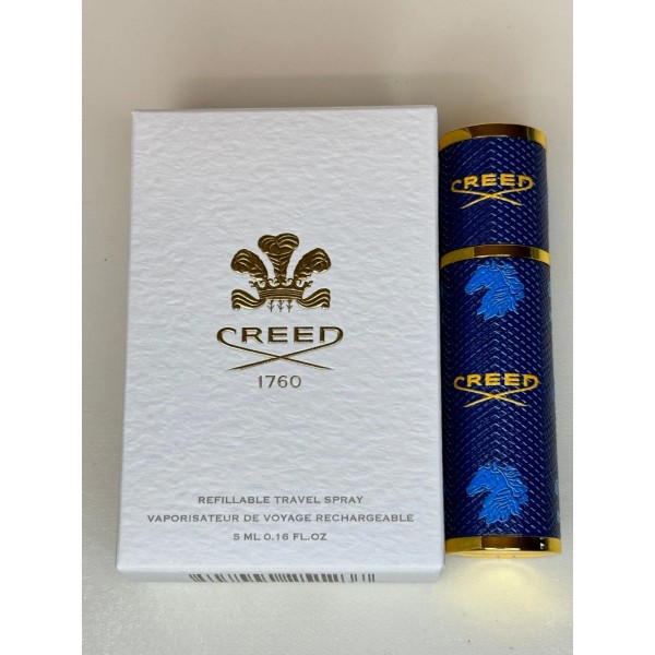 Creed Leather Travel Atomizer Blue/Gold Magnetic Cap 5ml/0.16 oz NEW