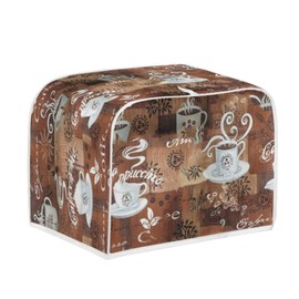 JEOCODY Toaster Cover Coffee Theme Print Toaster Bread Maker Cover 4 Slice Wide Slot Small Appliance Toaster Cover with Handle for Kitchen,Washable and Dust Protection