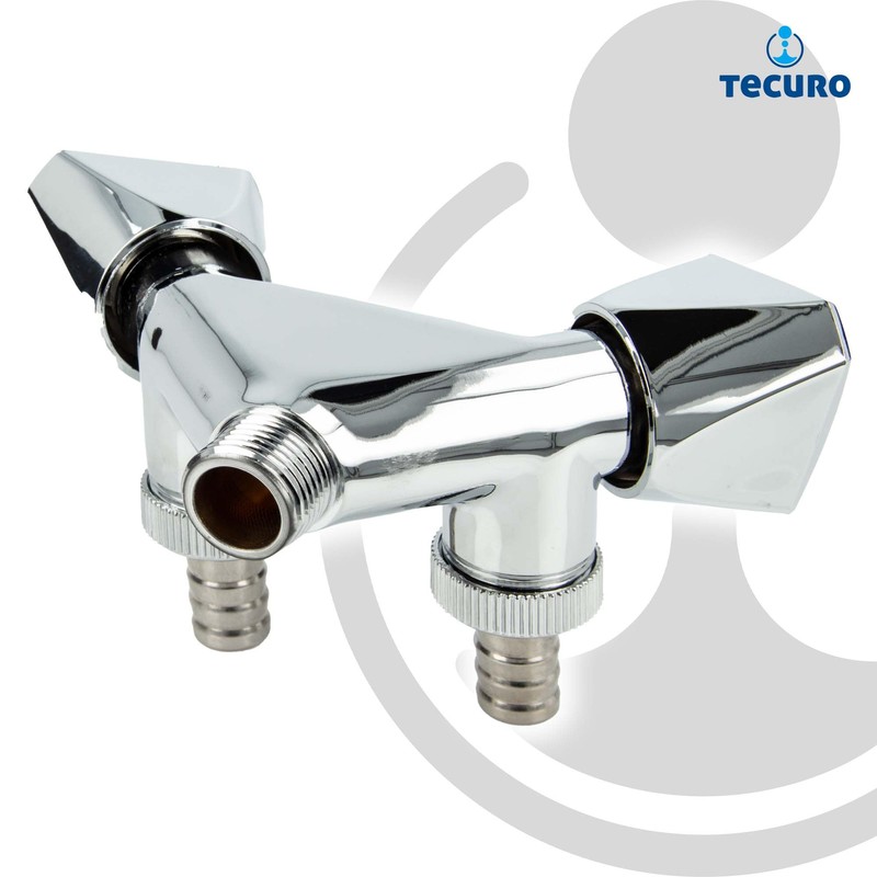 tecuro -22273 Double Device Valve with 2 Outlets Shiny Chrome-Plated