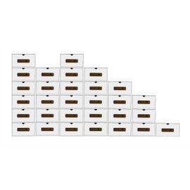 BigDean Shoe Storage with Viewing Window, Storage Box, Stackable Storage Box, Shoe Box, All-Purpose Box, Drawer, Cardboard, Made Of Kraft Paper, White, 30 Pieces