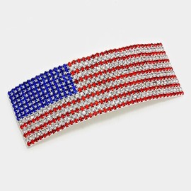 Christina Collection NEW AMERICAN USA FLAG RHINESTONE BARRETT HAIR CLIP PATRIOTIC BLING SHINE SPARKLE