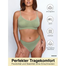 DIXXSON Pack of 3 Women's Bralette Bra Soft Padded Adjustable without Underwire Yoga and Leisure (Size XS - XL), Black, blue-grey, olive