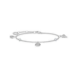 Thomas Sabo Shells and White Stones 925 Sterling Silver Bracelet A2060-051-14, Sterling Silver, No Gemstone