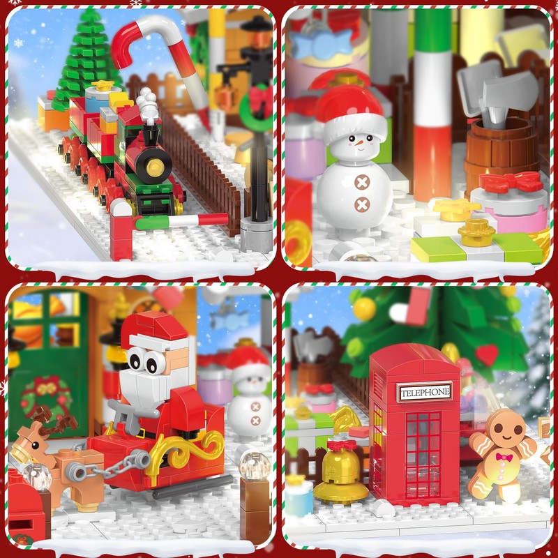 PLAXSOON 2025 Christmas Gingerbread House Courtyard Mini Building Set with
