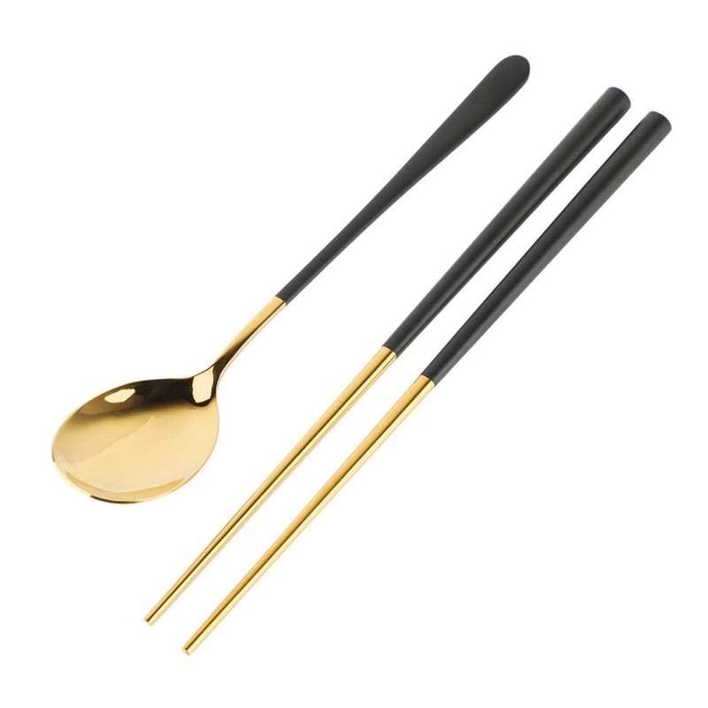 Spoon and Chopsticks Set 2Pcs Korean Chopsticks Spoons Stainless Steel