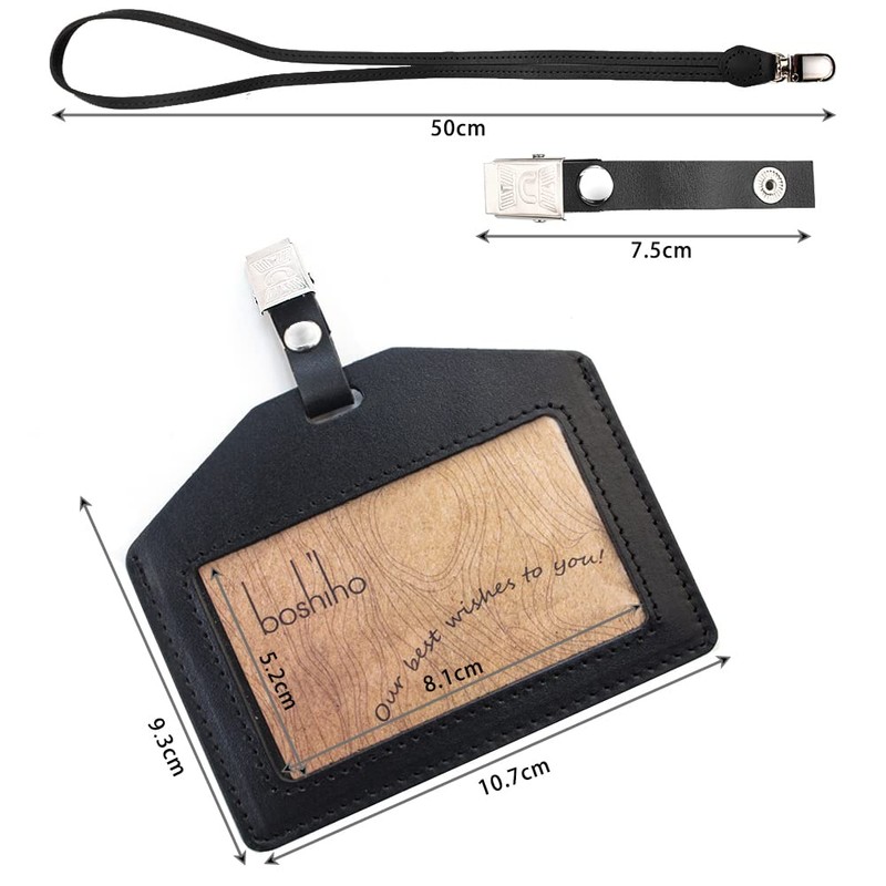 boshiho ID Card Holder, Genuine Leather, Clip, Horizontal Pass Case,