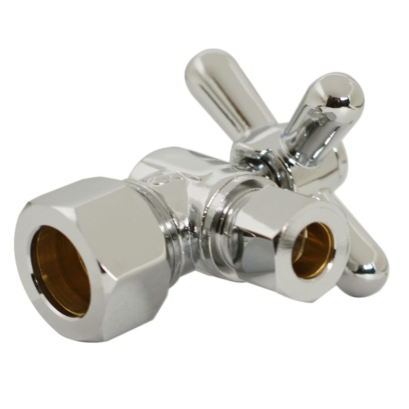 Westbrass D105BX-05 1/4-Turn Cross Handle Angle Stop Shut Off Valve,