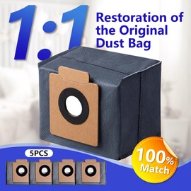 iRobacc 5 PCS 1:1 Dust Bags for Eufy X10 Pro Omni Robot Vacuum Cleaner & X8 Pro, 1:1 Restoration of The Original, AddDeodorizing Materials, Anti-odor,Large Capacity, Durable