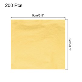 MECCANIXITY 200 Pcs Gold Leaf Sheets 3.5" x 3.5" Imitation Gold Foil Sheets for Crafts,Picture Frames,Sculpture,Nails and DIY Arts Decoration,Golden Yellow