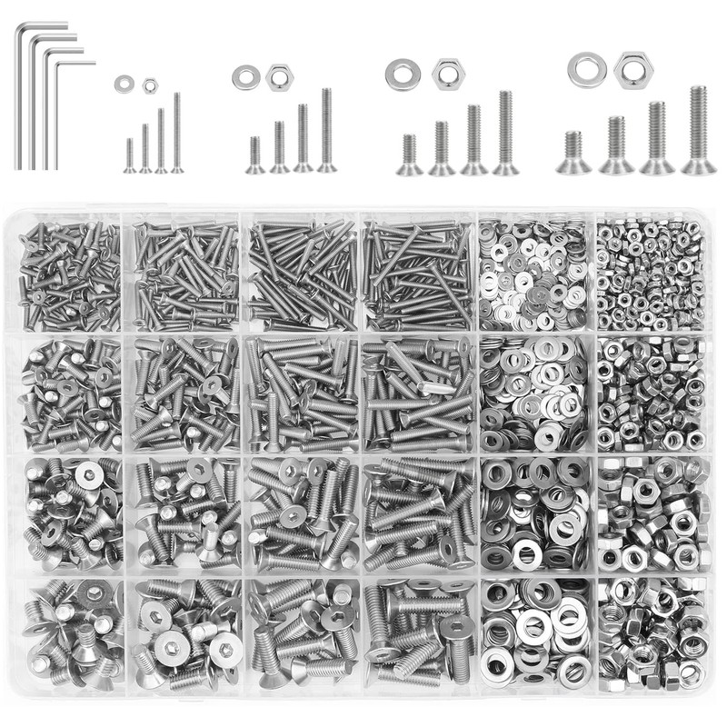 Kindroufly 1285 Pieces M2 M2.5 M3 M4 Countersunk Head Socket