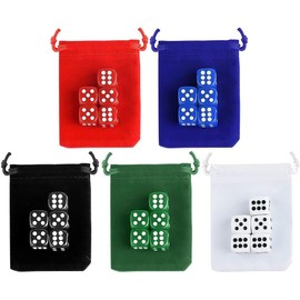 25 Pieces Dice Set 6 Sided 5 Colours Spot Dice with Bags for Tenzi, Farkle, Yahtzee, Bunco or Teaching Math Dice Games