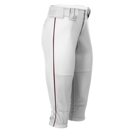 Boombah Women's Hypertech Series Fastpitch Pipe Pant White/Maroon - Size Waist 26" (Inseam 19")