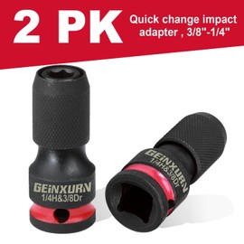 Geinxurn 2PCS Impact Screwdriver Bit Holders, 3/8-Inch Square Drive to 1/4-Inch Quick Release Hex Socket Adapter for Impact Wrench