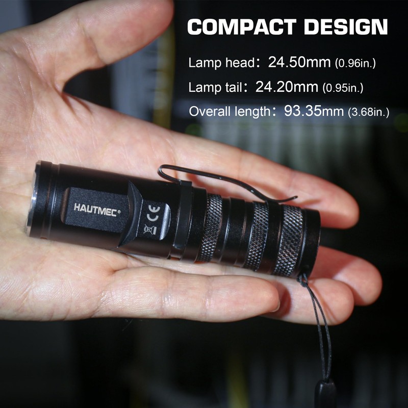 HAUTMEC 1400 Lumen Rechargeable Flashlights LED EDC Flashlight with 90