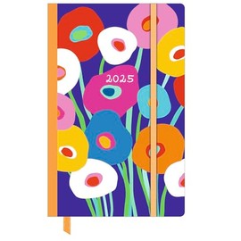 Dominique Vari Blossom - Weekly Notebook Calendar Small 2025 - Pocket Calendar 9 x 14 cm - with Closure Strap & Folding Pocket - Weekly