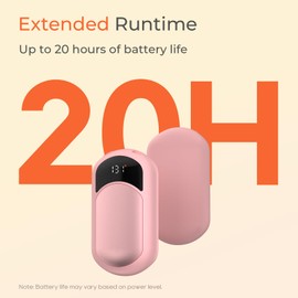 Hand Warmers Rechargeable, 4 Pack Electric Hand Warmer with Gift Box, LED Battery and Temperature Display, Quick Heating Portable Pocket Heater, for Men Women, Camping, Hunting Pink