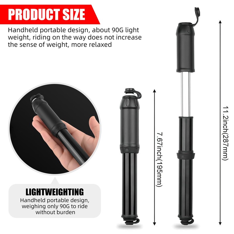 Mini Bicycle tire Pump, Portable Bicycle tire Pump with Frame