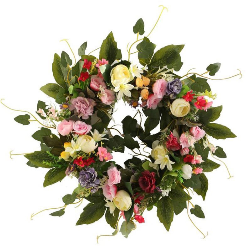 European Simulation Spring Wreath Artificial Flower Lintel Wreath Hanging Decoration