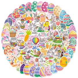 WD&CD 100 PCS Easter Stickers, Easter Decorations Eggs Bunny Rabbit Stickers Cute Easter Stickers for Kids for Skateboard, Water Bottles, Scrapbook, Junk Journal, DIY Crafts
