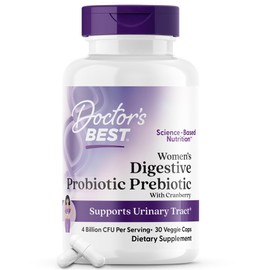 Doctor's BEST Women's Digestive Probiotic Prebiotic with Cranberry 30 Veggie Caps