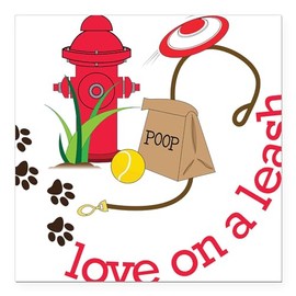 CafePress Love On A Leash Square Car Magnet 3 X 3 Square Car Magnet, Magnetic Bumper Display