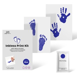 2 PCS Newborn Inkless Monthly Milestone Family Baby Handprint Footprint Kit Ink Pad for Baby Hand and Footprints Dog Paw Print Kit Dog Nose Print Kit Newborn Print Kit Baby Shower Gifts (Blue)