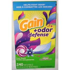 Gain 2 - Gain Odor Defense Super Fresh Blast Fabric Softener Dryer Sheets 240 sheets