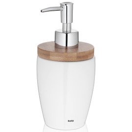 Kela 18596 Natura Bamboo and White Ceramic Soap Dispenser