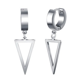 Yumilok Men's Women's Hoop Earrings Stainless Steel Silver Geometric Triangle Dangle Drop Earrings Stud Earrings Piercing Earrings Hoop Earring, stainless steel