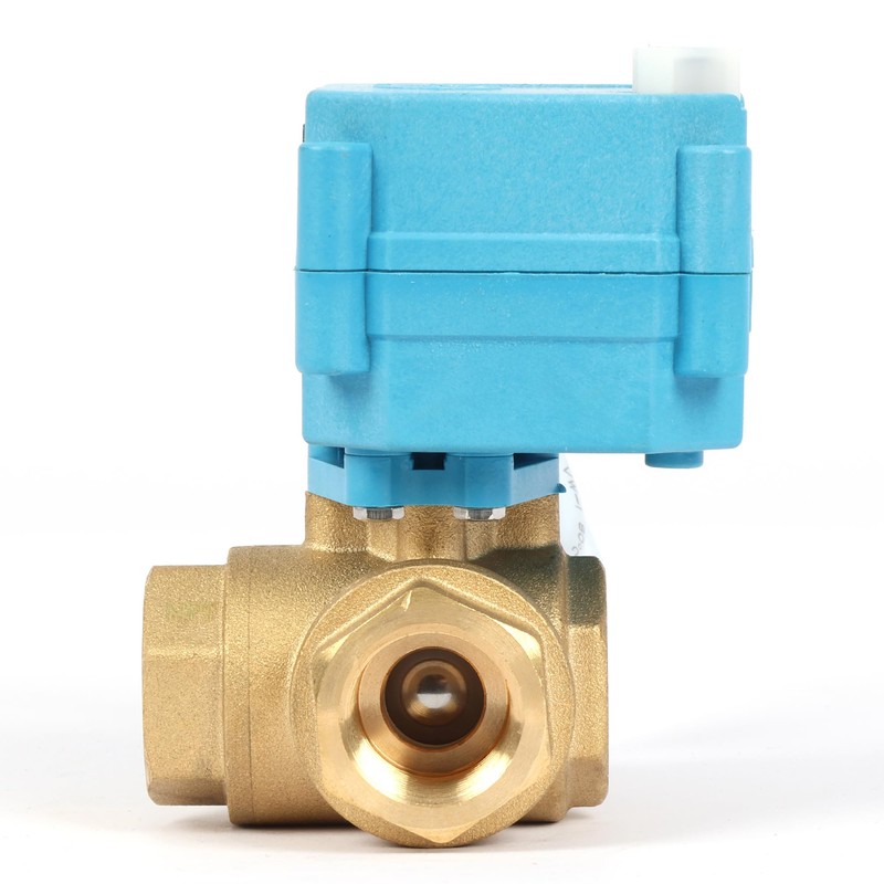 U.S. Solid 1/2" 3 Way Brass Motorized Ball Valve with