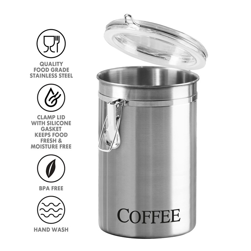Oggi Stainless Steel Coffee Canister 62 fl oz - Airtight