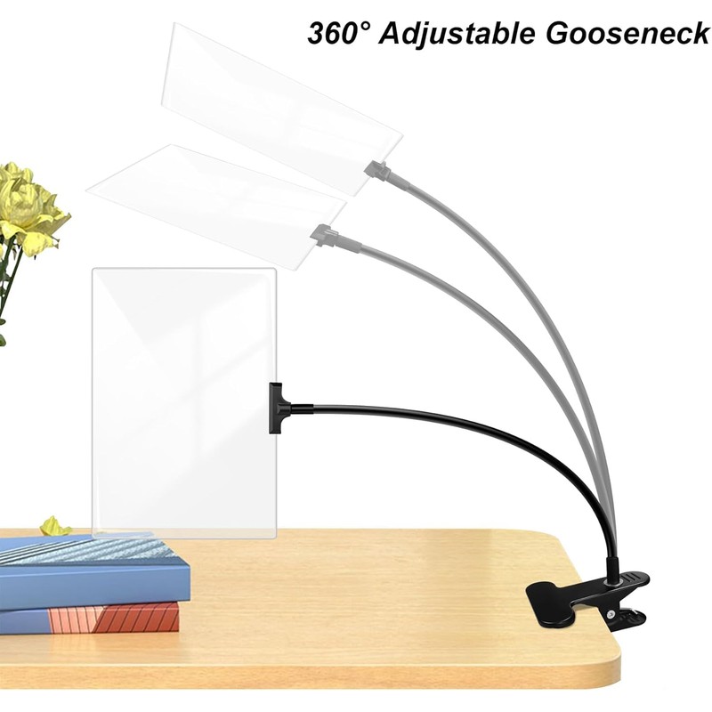5X Magnifying Glass with Clip for Reading, 10x6 inch Large