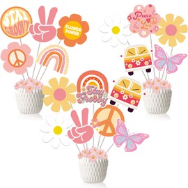 24Pcs Groovy Retro Hippie Boho Party Centerpieces for Tables Toppers Groovy Table Decorations Groovy Party Decorations Groovy One Birthday Decorationsfor for Boho Hippie Groovy Theme 60's Party