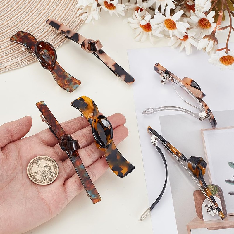 AHANDMAKER 6pcs 6 Styles French Hair Barrette Clip, Handmade Snap