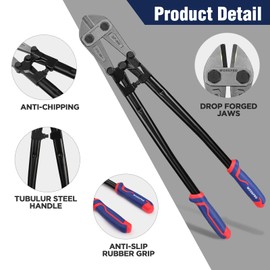 WORKPRO 24" Bolt Cutter, Chrome Molybdenum Steel Blade, Heavy Duty Bolt Cutter with Soft Rubber Grip, Cutting Tool for Cut Chain, Wire, Screw, Rivet