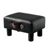 Small Foot Stool with Handle, Black PU Leather Short Foot