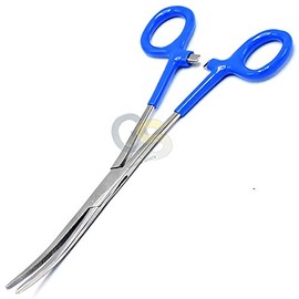 Heavy Duty Blue PVC Grip Handle German Grade Stainless Hemostat Forceps Curved Serrated 8" by G.S ONLINE STORE