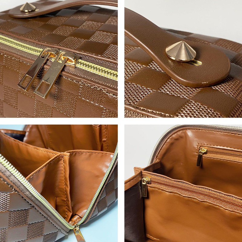 LAhair 化粧ポーチ 小物入れ ポーチ コスメポーチ メイクボックス トラベルポーチ 大容量 チェッカー レディース