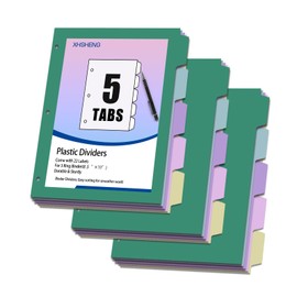 Binder Dividers for 3 Ring Binder,5 Tab Binder Plastic Page dividers with Tab,Colored